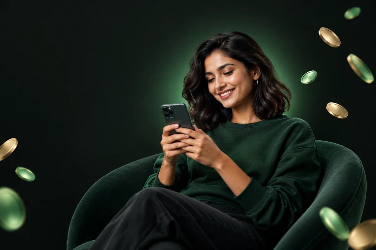 A woman enjoying a little downtime with her phone